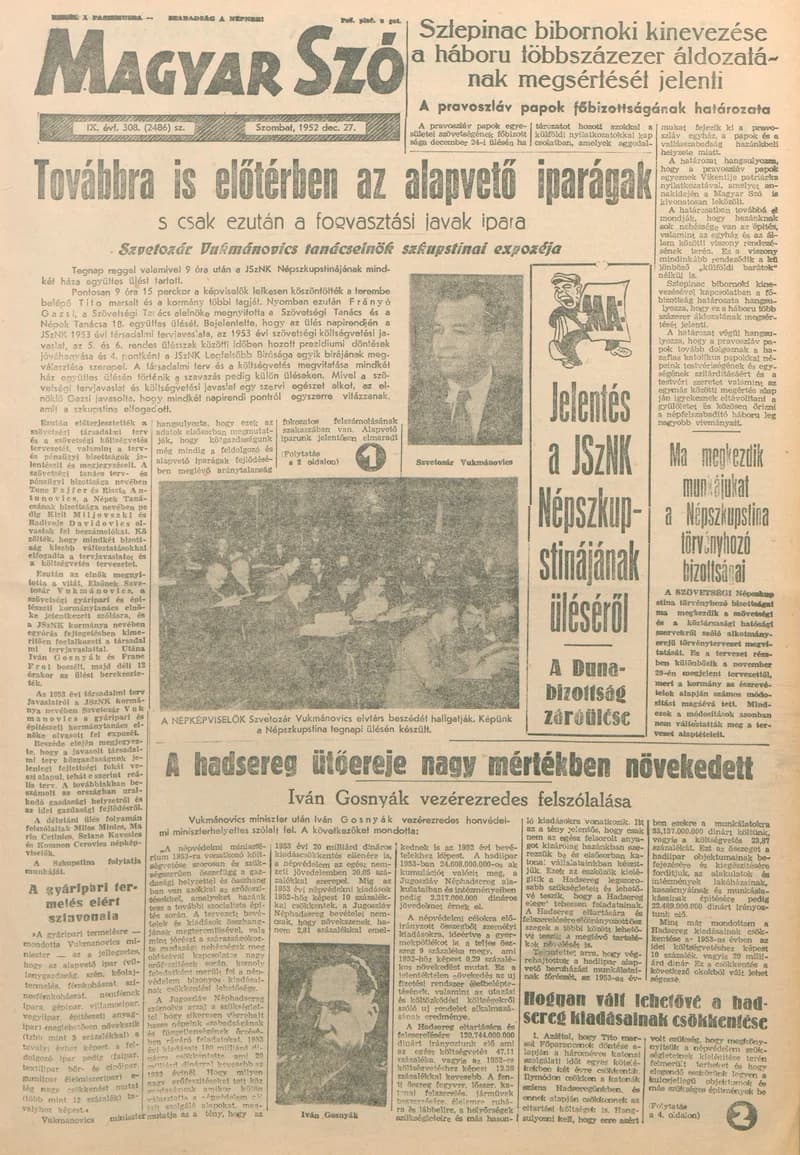 Magyar Szó, 9. évf. 1952. december 27. 308. sz. 1–6. oldal