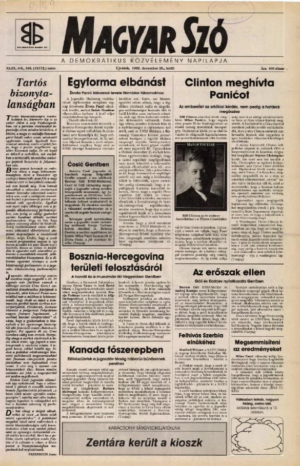 Magyar Szó, 49. évf. 1992. december 28. 356. sz. 1–16. oldal