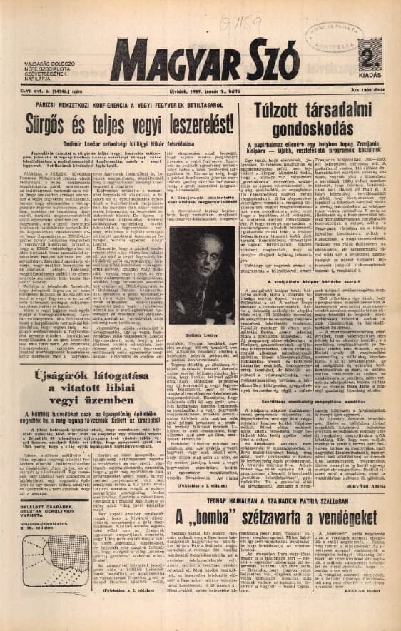 Magyar Szó, 46. évf. 1989. január 9. 6. sz. 1–20. oldal