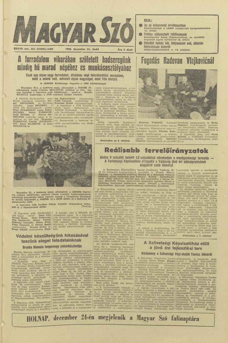Magyar Szó, 37. évf. 1980. december 23. 352. sz. 1–24. oldal