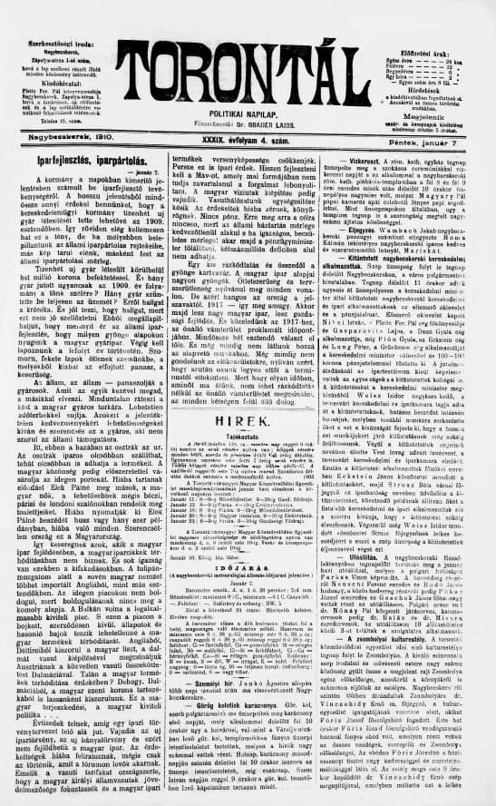 Torontál, 39. évf. 1910. január 7. 4. sz.