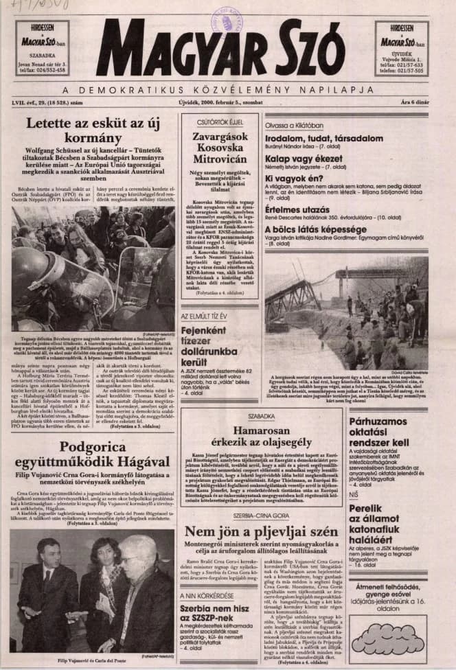 Magyar Szó, 57. évf. 2000. február 5. 29. sz. 1–16. oldal