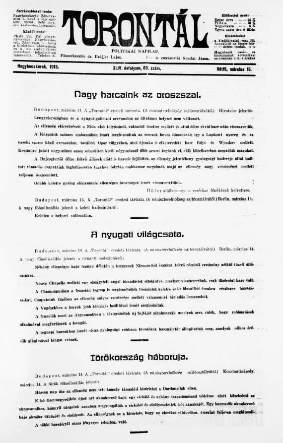 Torontál, 44. évf. 1915. március 15. 60. sz.