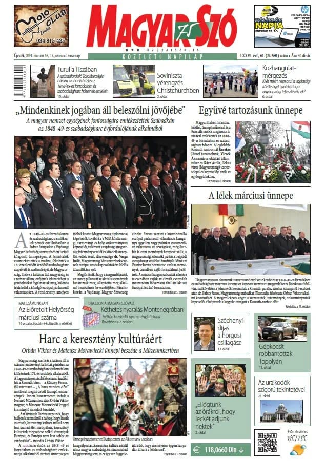 Magyar Szó, 76. évf. 2019. március 16. – 17. 61. sz. 1–44. oldal