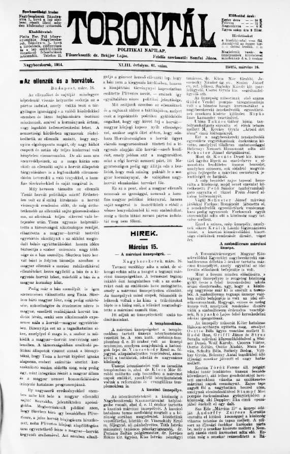 Torontál, 43. évf. 1914. március 16. 61. sz.