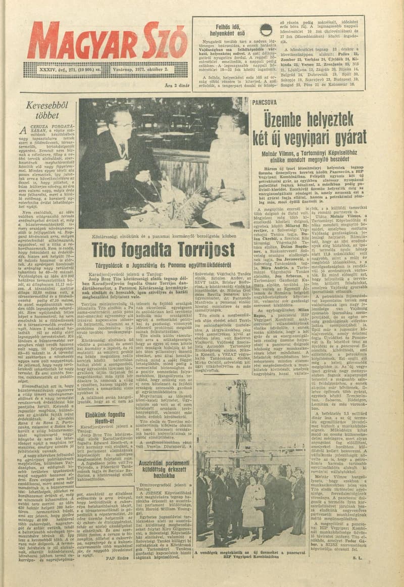 Magyar Szó, 34. évf. 1977. október 2. 271. sz.