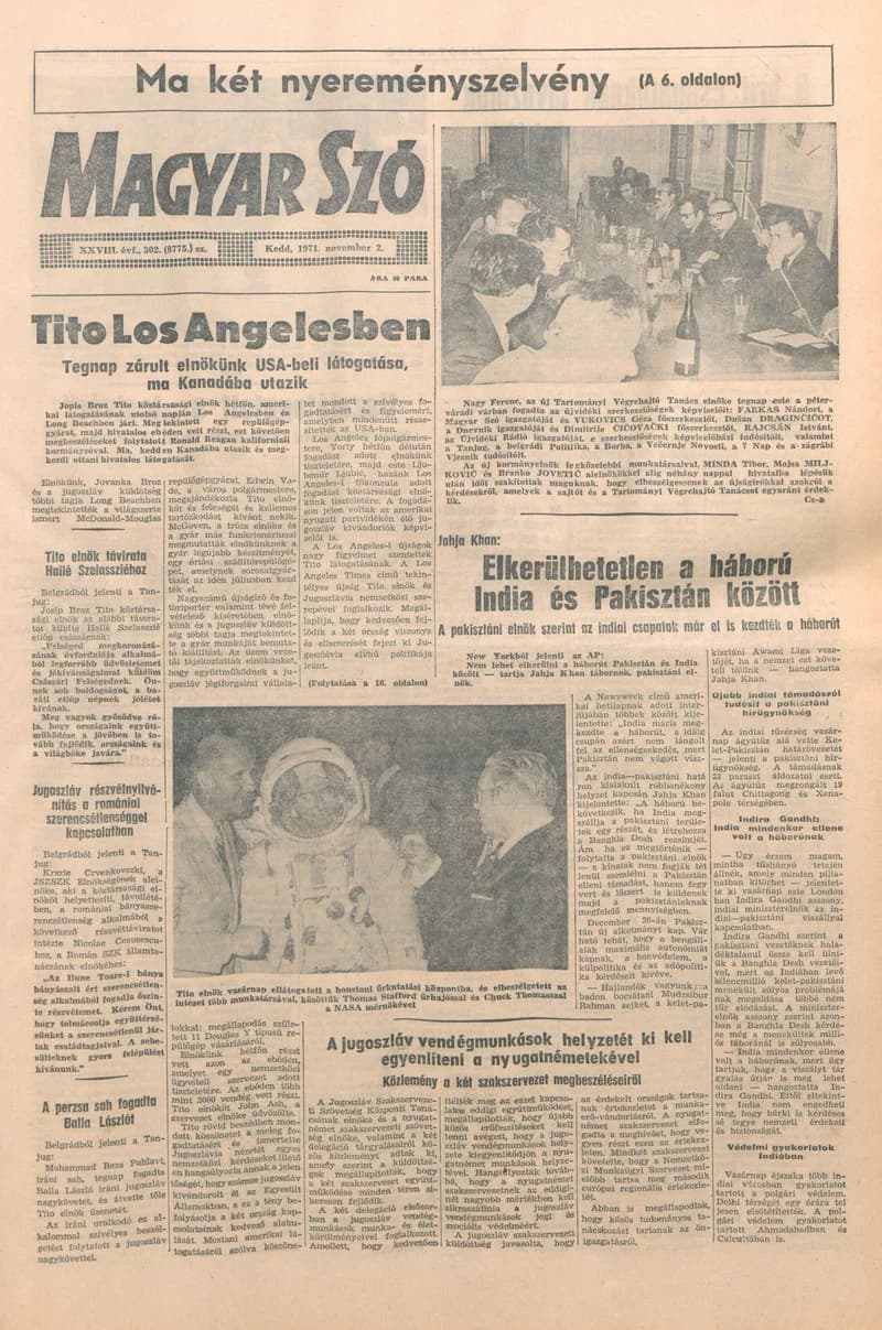 Magyar Szó, 28. évf. 1971. november 2. 302. sz. 1–16. oldal