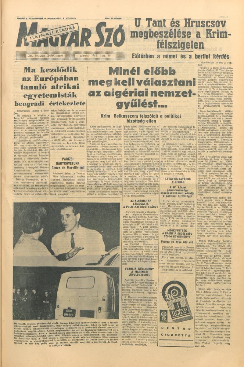 Magyar Szó, 19. évf. 1962. augusztus 29. 238. sz. 1–12. oldal