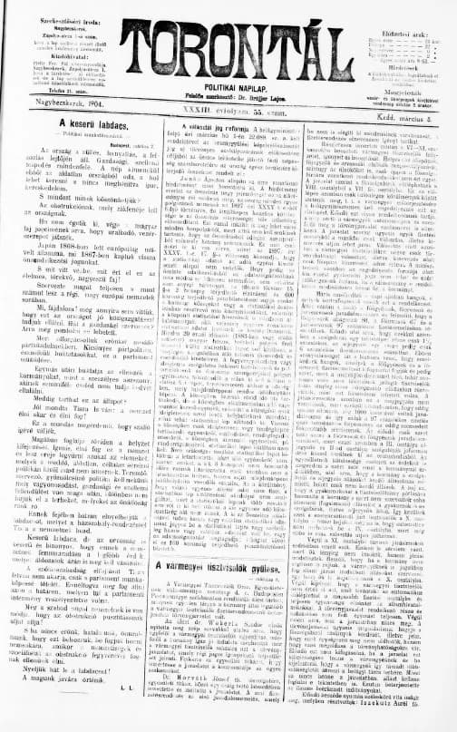 Torontál, 33. évf. 1904. március 8. 55. sz.