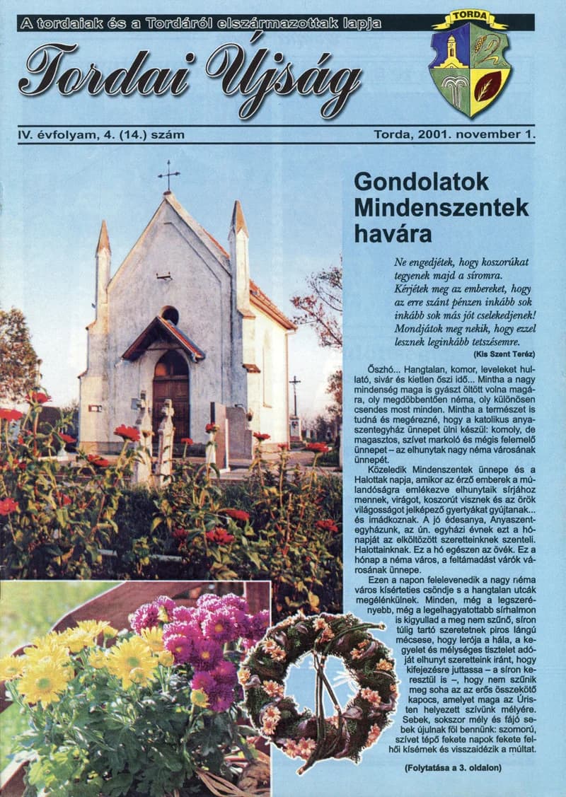 Tordai Újság, 4. évf. 2001. november 1. 4. sz. 1–14. oldal