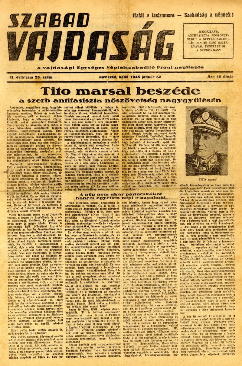 Szabad Vajdaság, 2. évf. 1945. január 30. 23. sz.