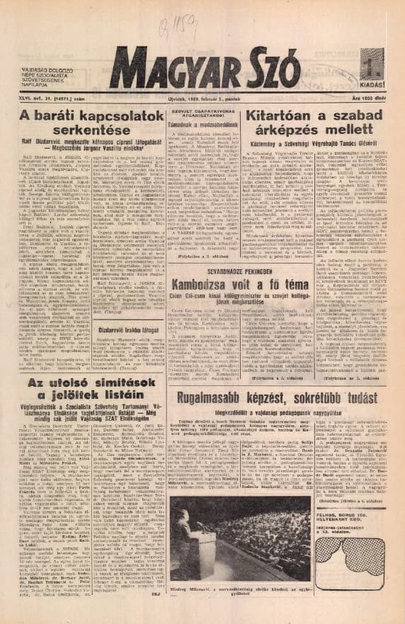 Magyar Szó, 46. évf. 1989. február 3. 31. sz. 1–24. oldal