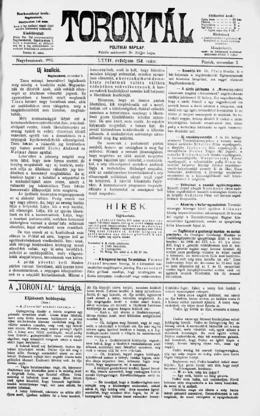 Torontál, 34. évf. 1905. november 3. 251. sz.
