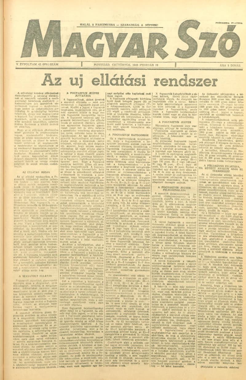 Magyar Szó, 5. évf. 1948. február 19. 42. sz. 1–6. oldal