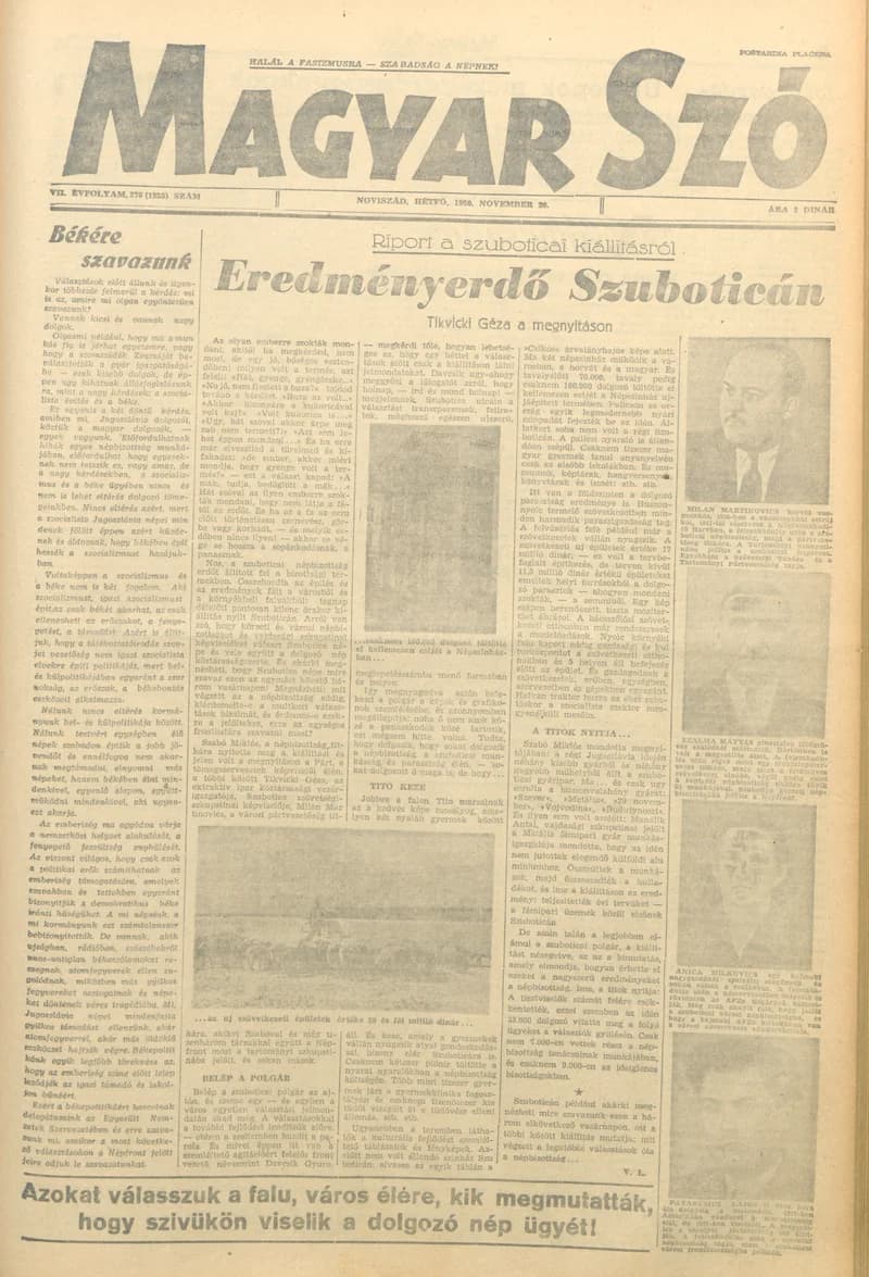 Magyar Szó, 7. évf. 1950. november 20. 276. sz. 1–4. oldal