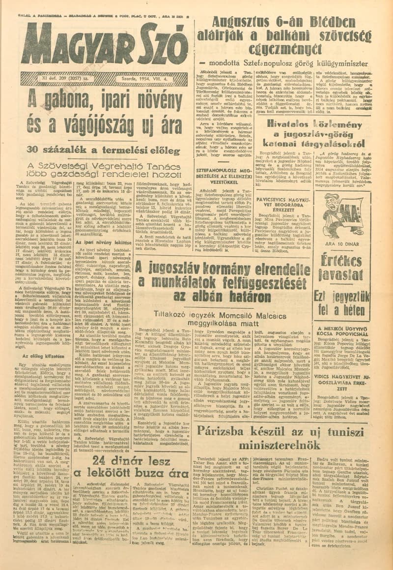 Magyar Szó, 11. évf. 1954. augusztus 4. 209. sz. 1–8. oldal
