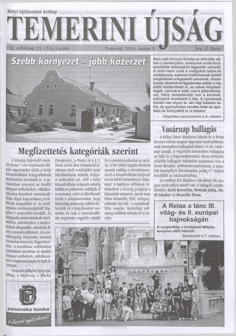Temerini Újság, 11. évf. 2005. június 9. 23. sz.