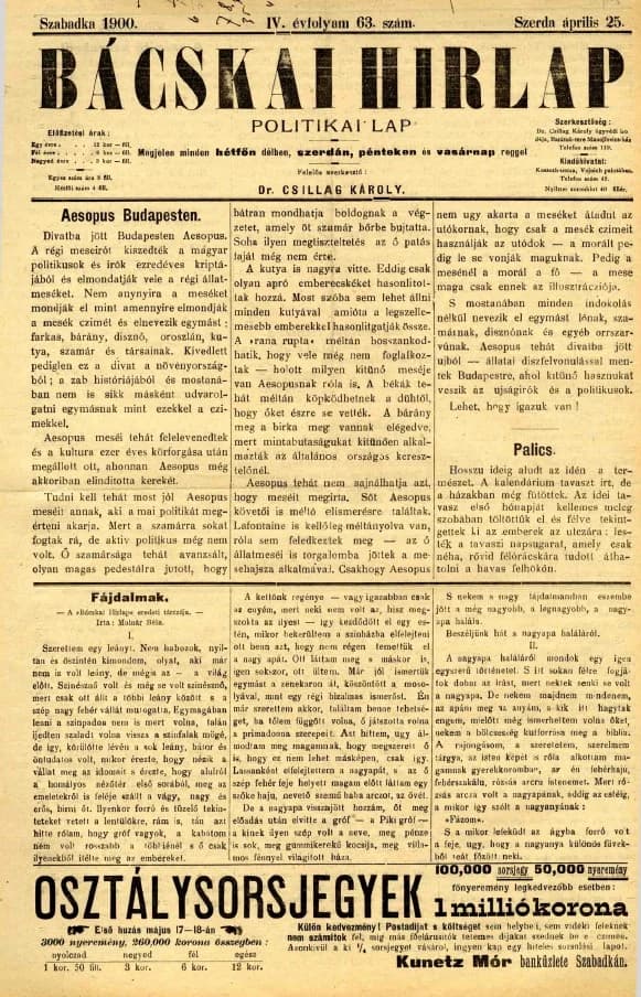Bácskai Hirlap, 4. évf. 1900. április 25. 63. sz.