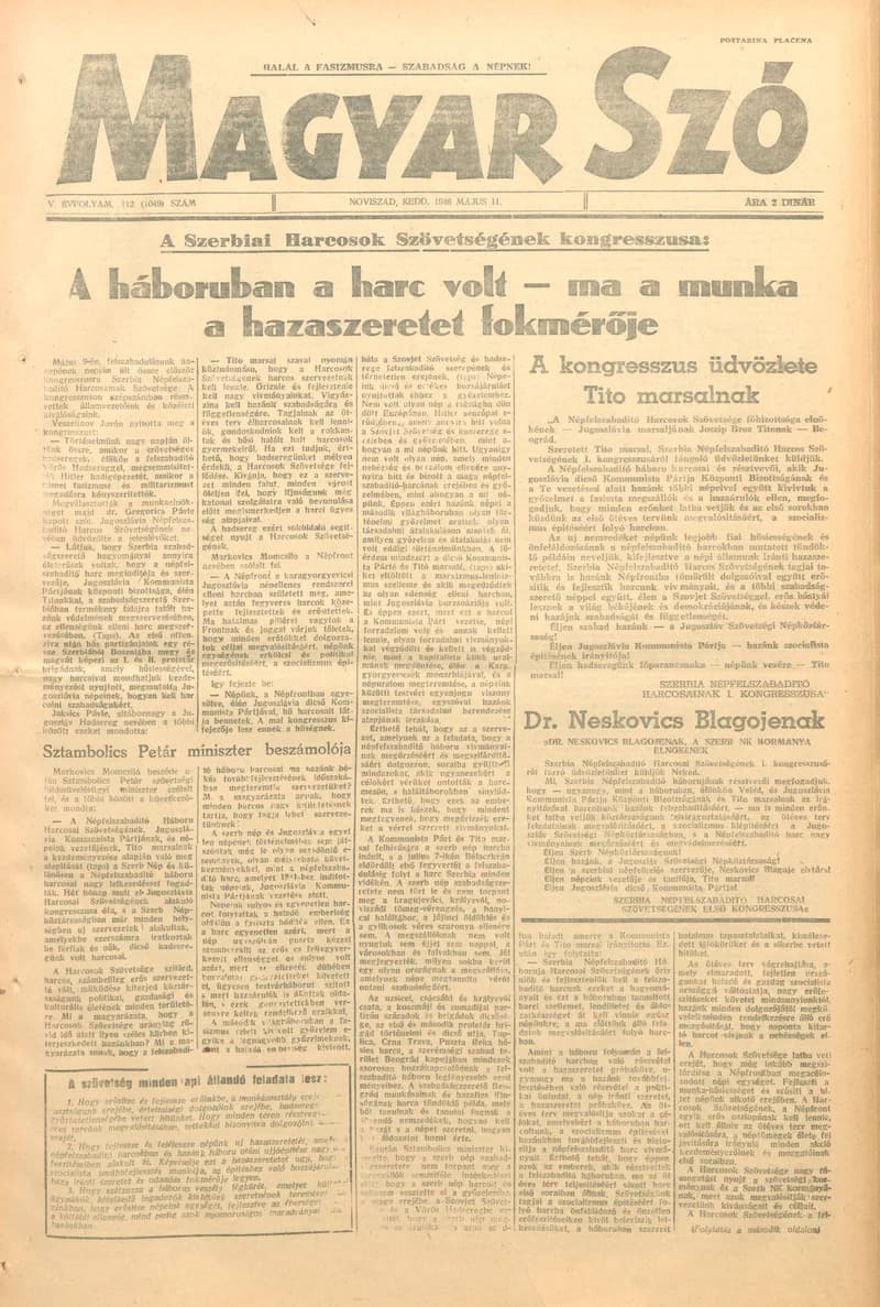 Magyar Szó, 5. évf. 1948. május 11. 112. sz. 1–4. oldal