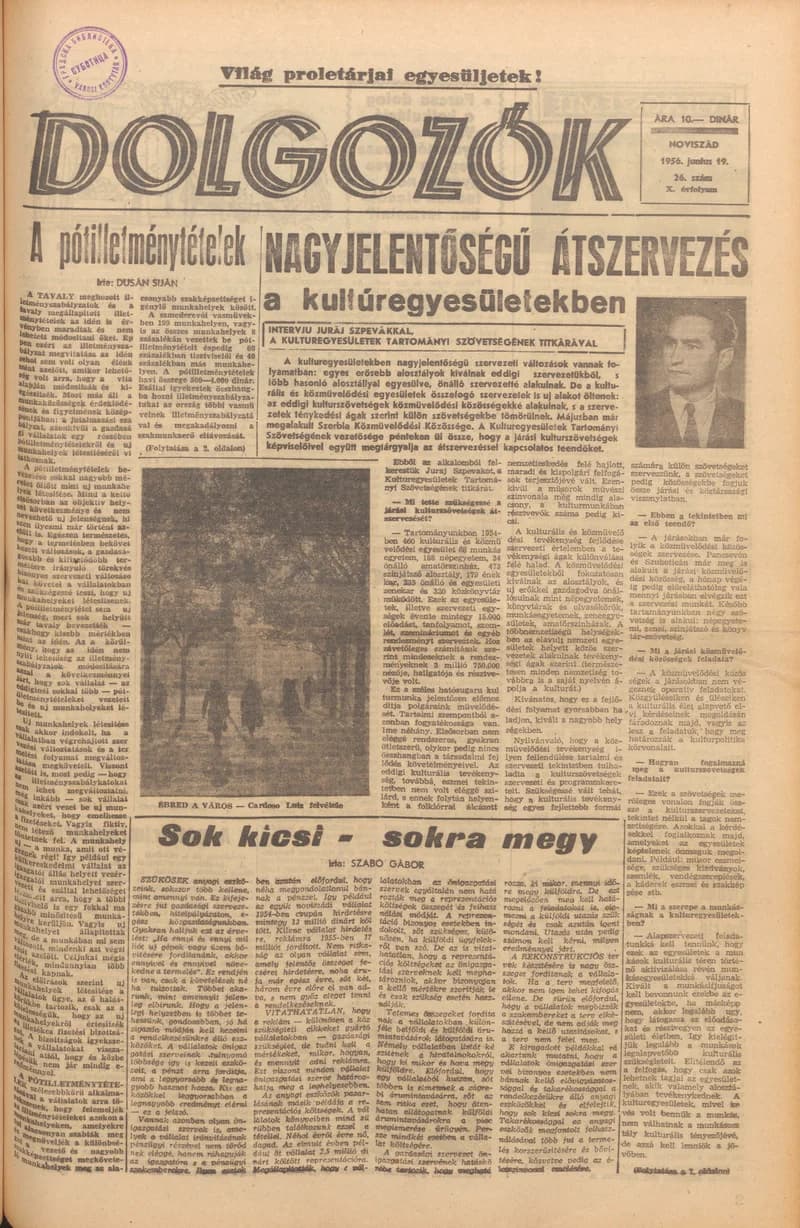 Dolgozók, 10. évf. 1956. június 19. 26. sz.