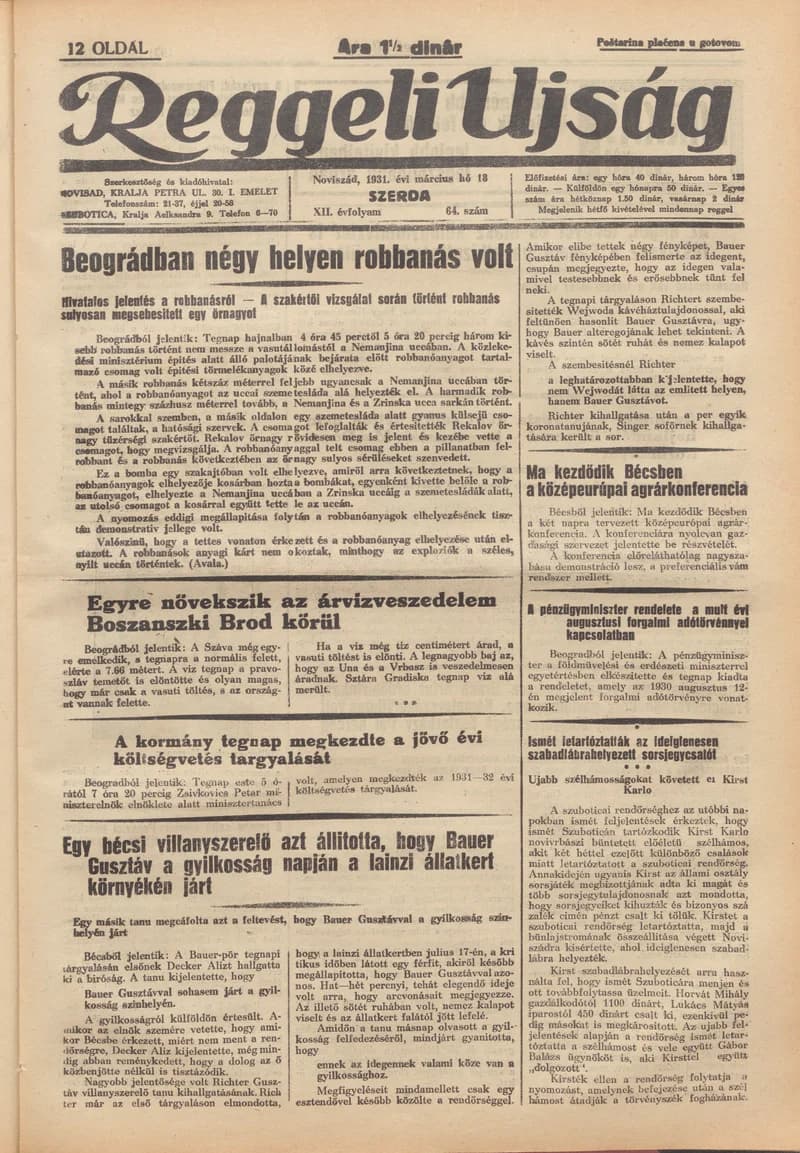 Reggeli Újság, 12. évf. 1931. március 18. 64. sz.