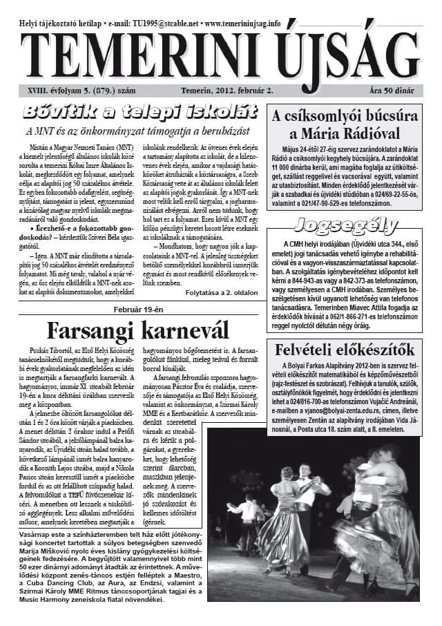Temerini Újság, 18. évf. 2012. február 2. 5. sz.