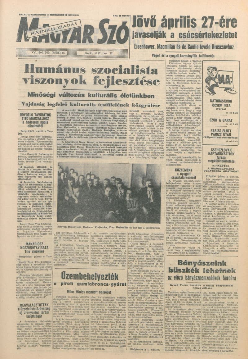 Magyar Szó, 16. évf. 1959. december 22. 300. sz. 1–22. oldal