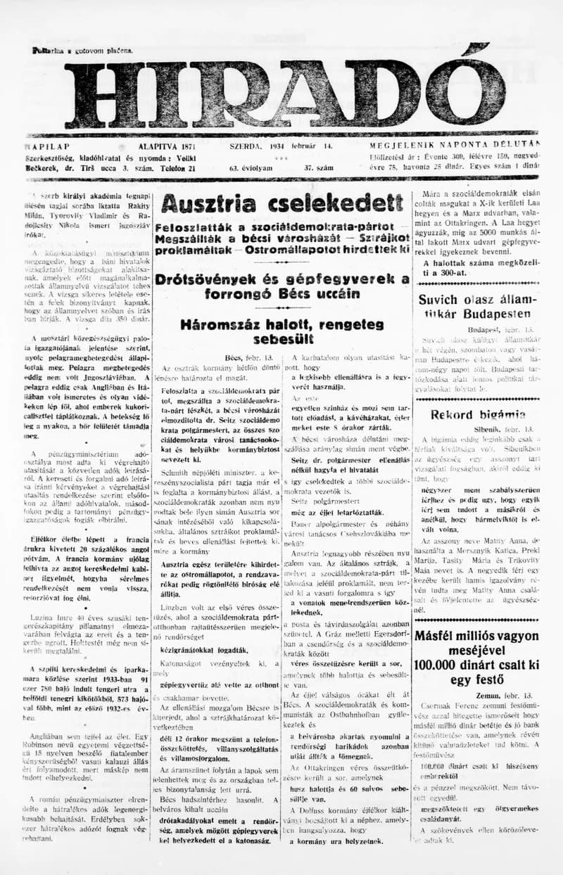 Híradó, 63. évf. 1934. február 14. 37. sz.