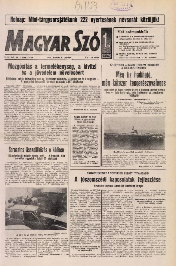 Magyar Szó, 44. évf. 1987. február 6. 35. sz. 1–24. oldal
