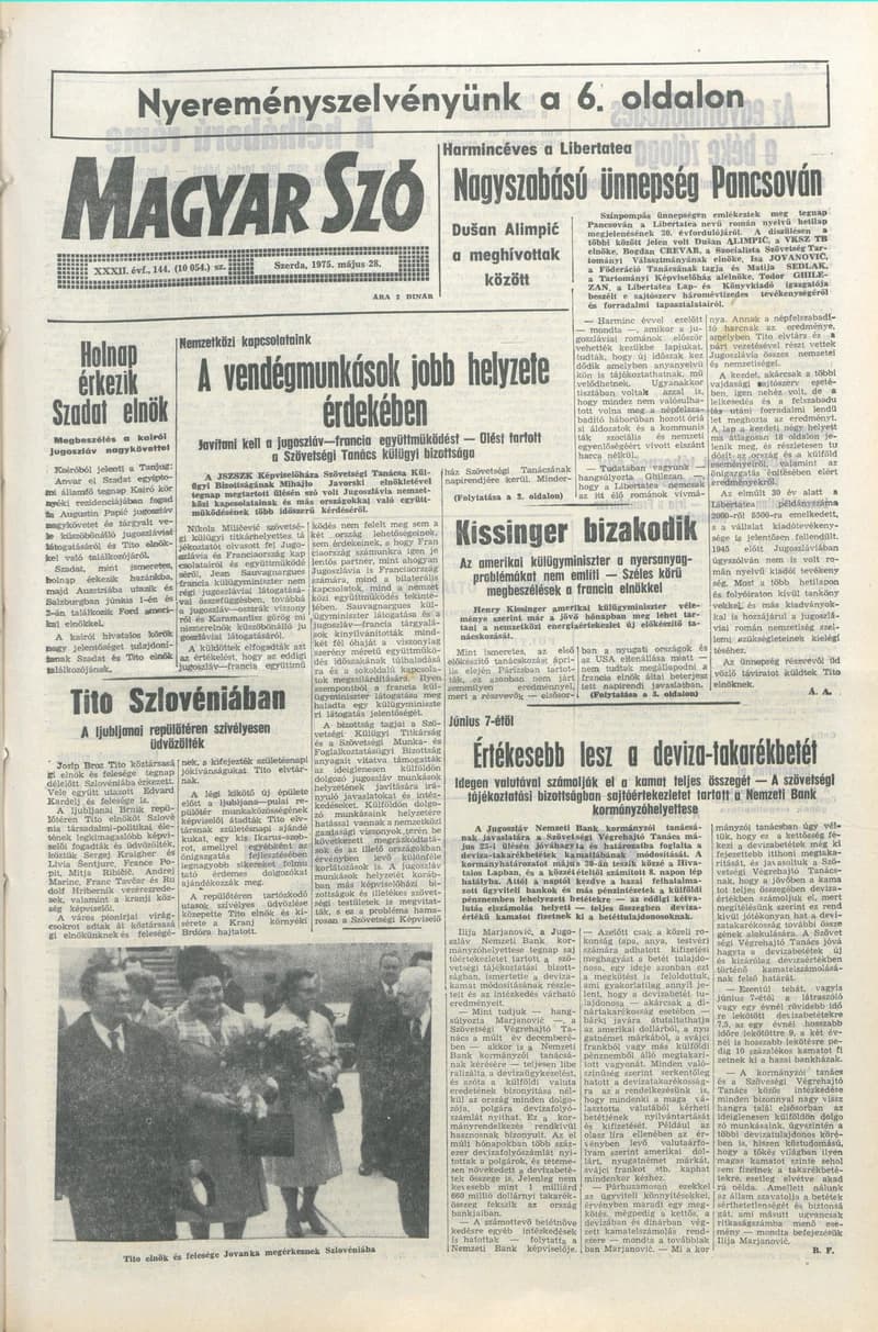 Magyar Szó, 32. évf. 1975. május 28. 144. sz.