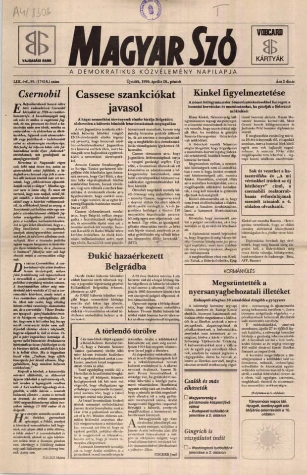Magyar Szó, 53. évf. 1996. április 26. 99. sz. 1–16. oldal