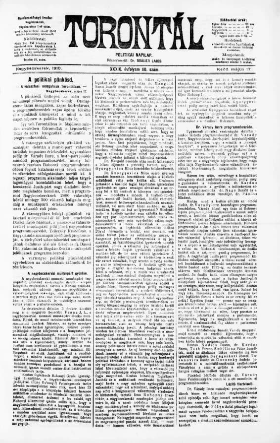 Torontál, 39. évf. 1910. május 17. 110. sz.