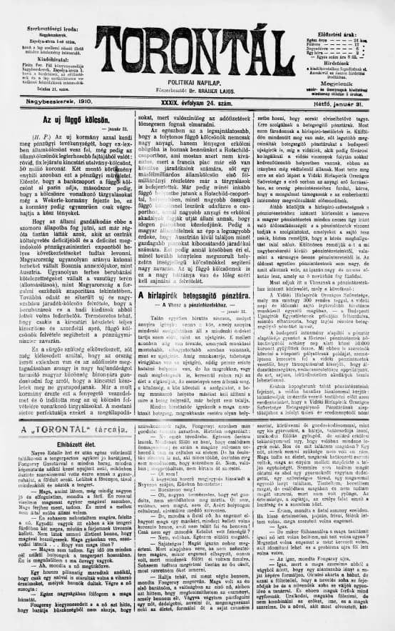 Torontál, 39. évf. 1910. január 31. 24. sz.