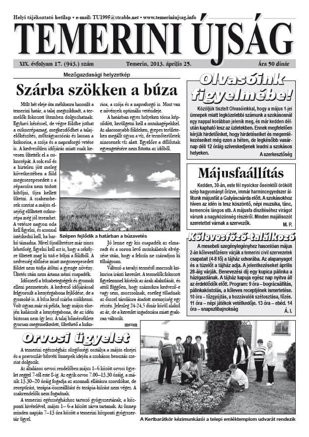 Temerini Újság, 19. évf. 2013. április 25. 17. sz.