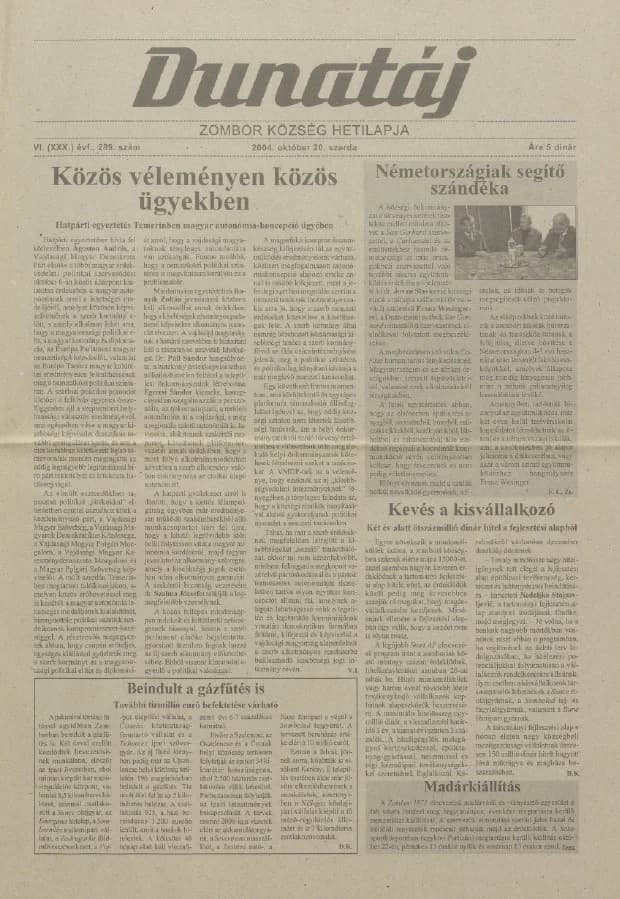 Dunatáj, 6. évf. 2004. október 20. 289. sz.