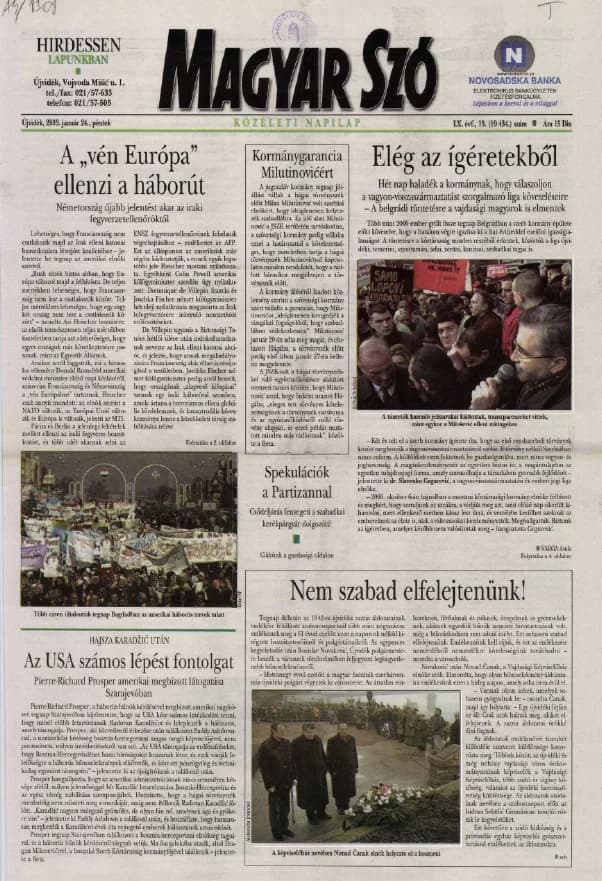 Magyar Szó, 60. évf. 2003. január 24. 19. sz. 1–16. oldal