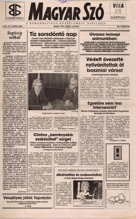 Magyar Szó, 50. évf. 1993. május 8. 121. sz. 1–16. oldal