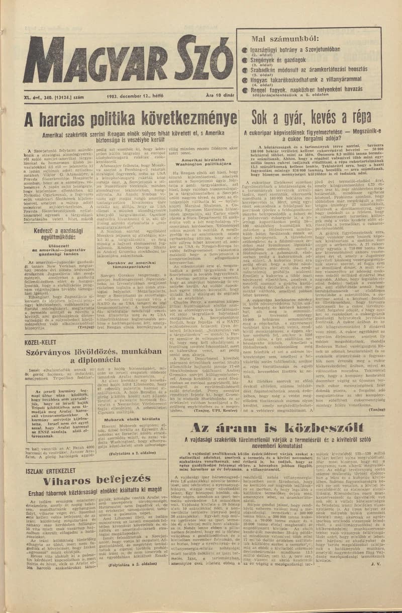 Magyar Szó, 40. évf. 1983. december 12. 340. sz.