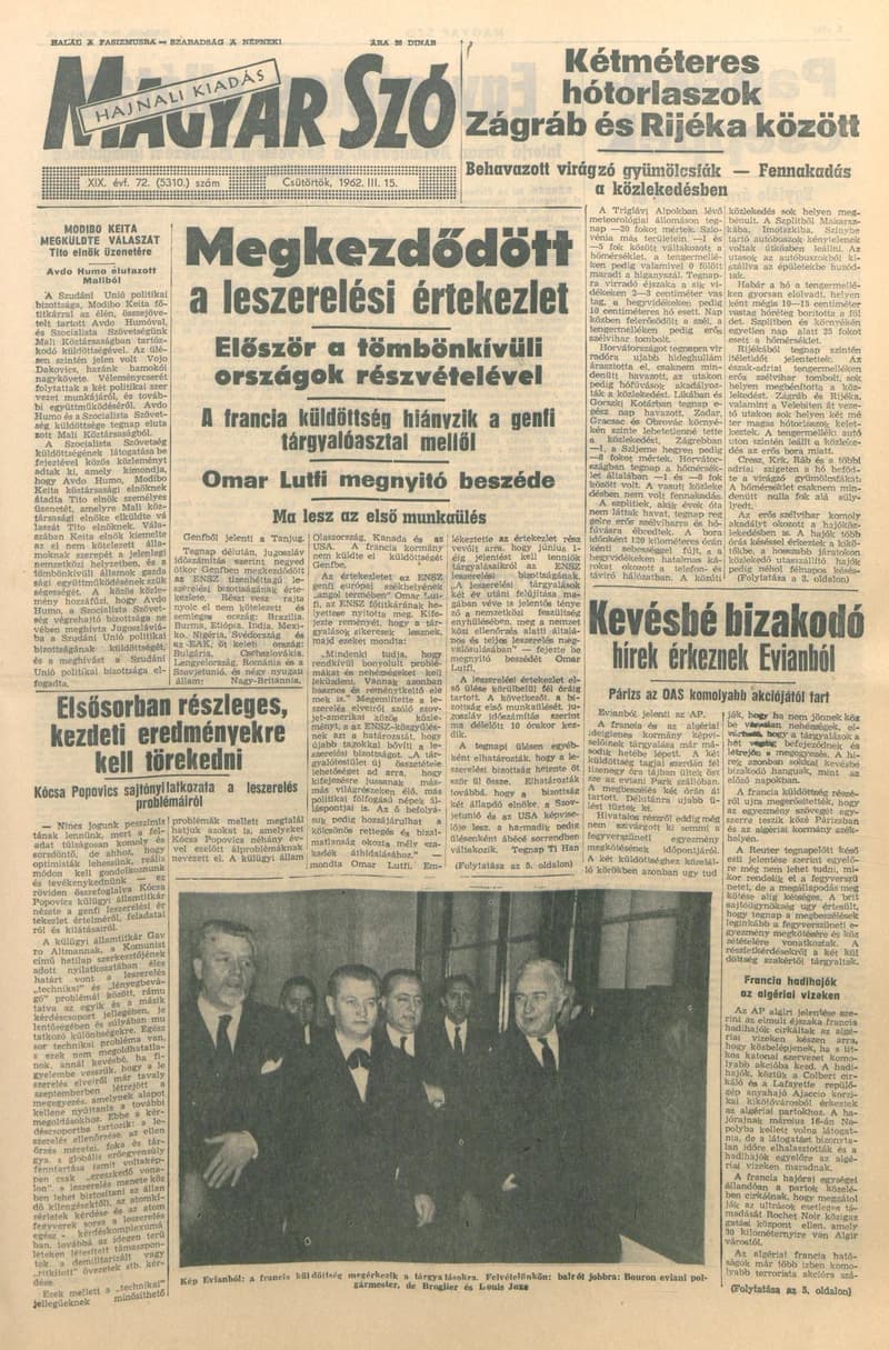 Magyar Szó, 19. évf. 1962. március 15. 72. sz. 1–16. oldal