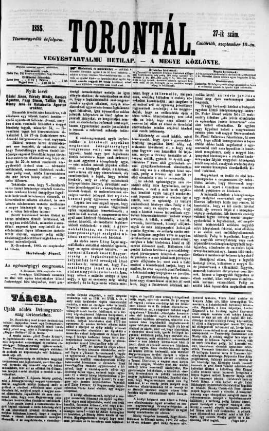Torontál, 14. évf. 1885. szeptember 10. 37. sz.
