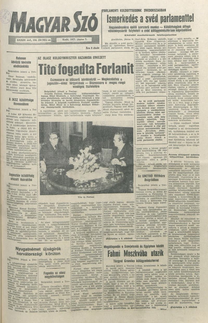 Magyar Szó, 34. évf. 1977. június 7. 154. sz.