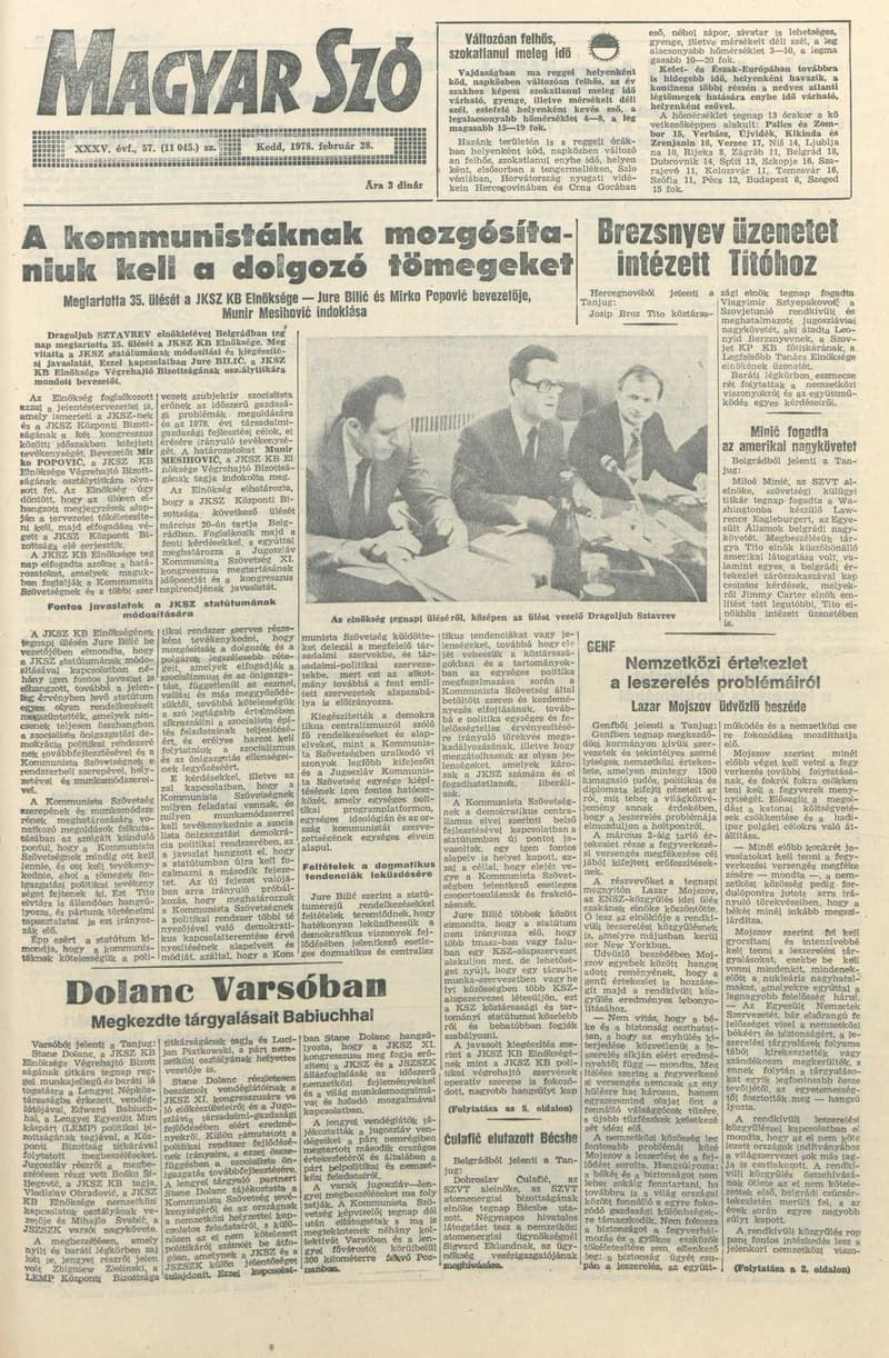 Magyar Szó, 35. évf. 1978. február 28. 57. sz. 1–20. oldal