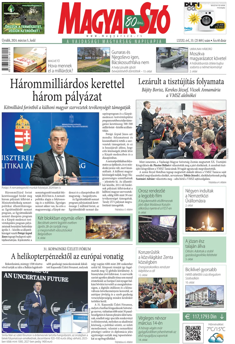 Magyar Szó, 81. évf. 2024. március 5. 53. sz. 1–20. oldal