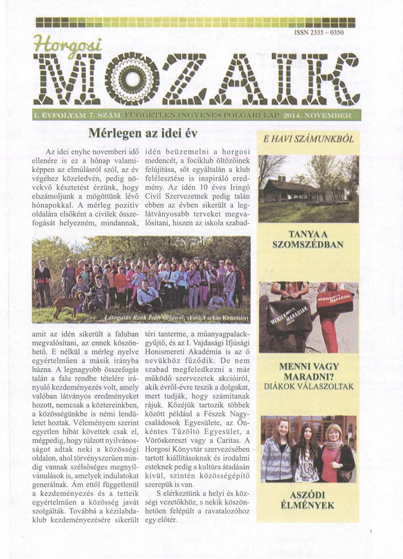 Horgosi Mozaik, 1. évf. 2014. november. 7. sz.