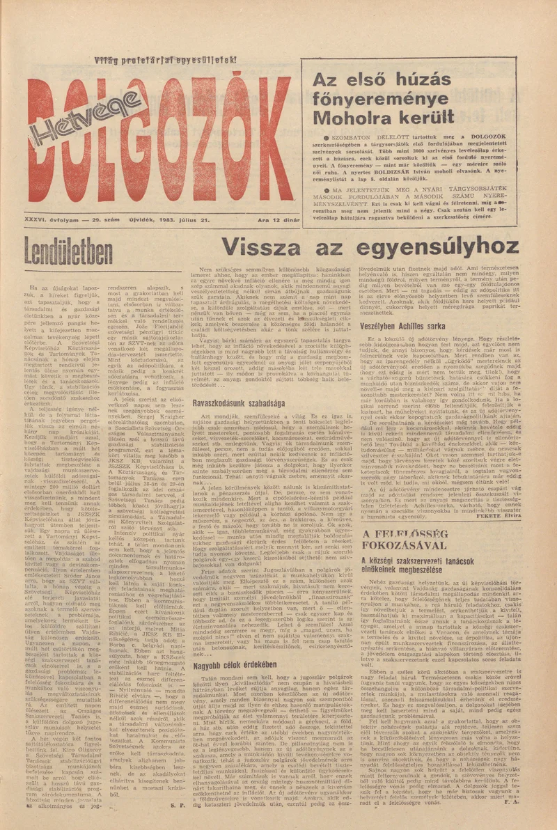 Dolgozók, 37. évf. 1983. július 21. 29. sz.