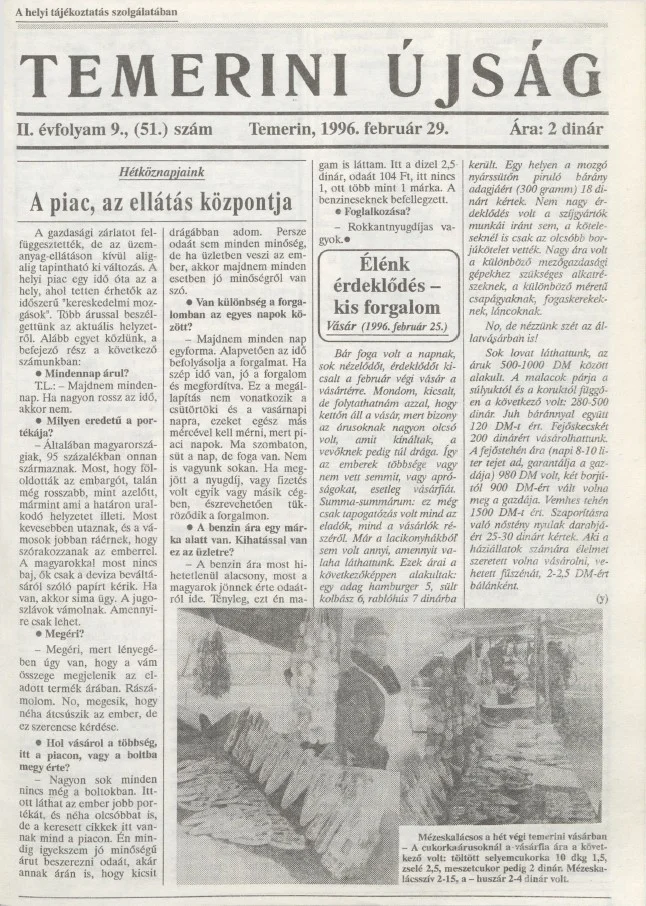 Temerini Újság, 2. évf. 1996. február 29. 9. sz.
