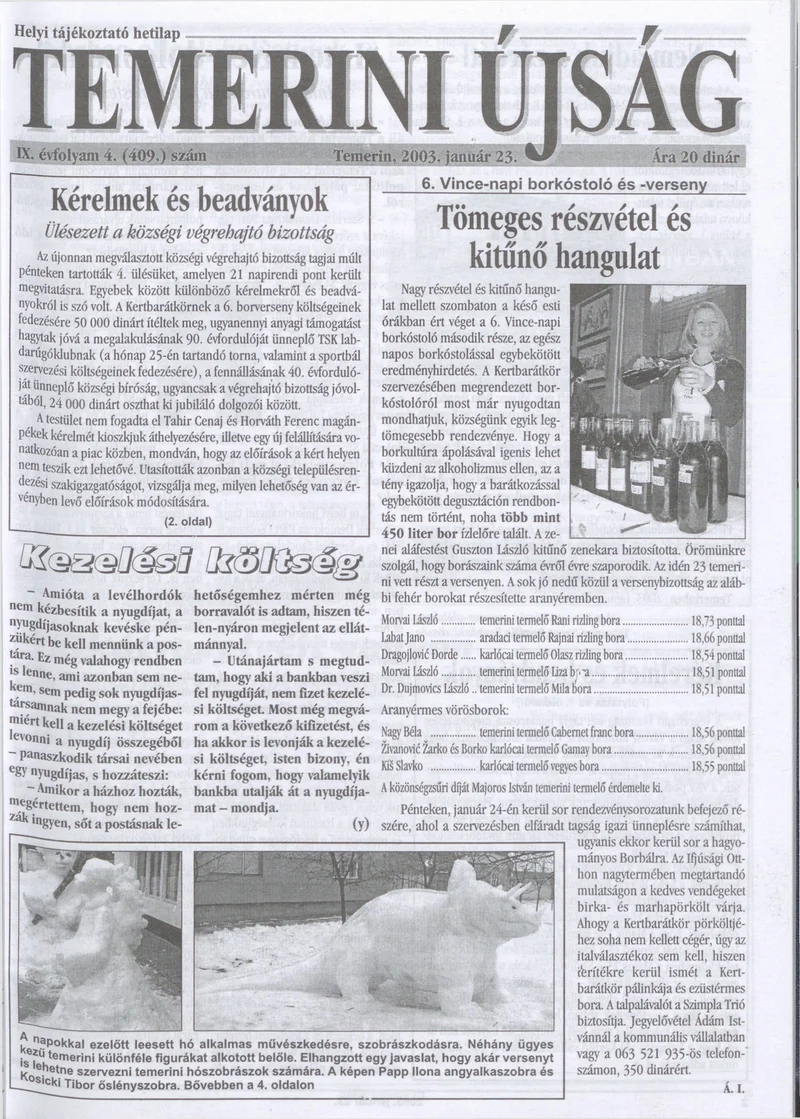 Temerini Újság, 9. évf. 2003. január 23. 4. sz.