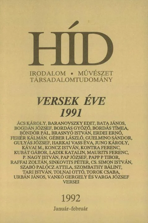 Híd, 56. évf. 1992. január – február. 1–2. sz. 1–116. oldal