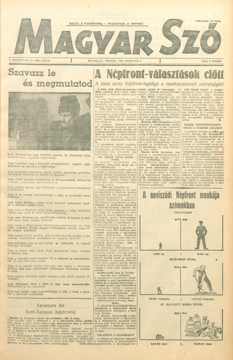 Magyar Szó, 5. évf. 1948. február 6. 31. sz. 1–6. oldal