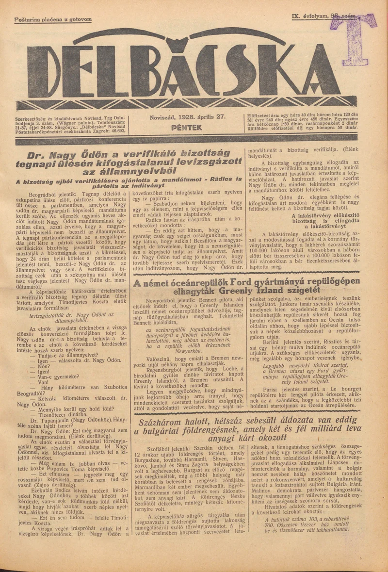 Délbácska  98. sz.